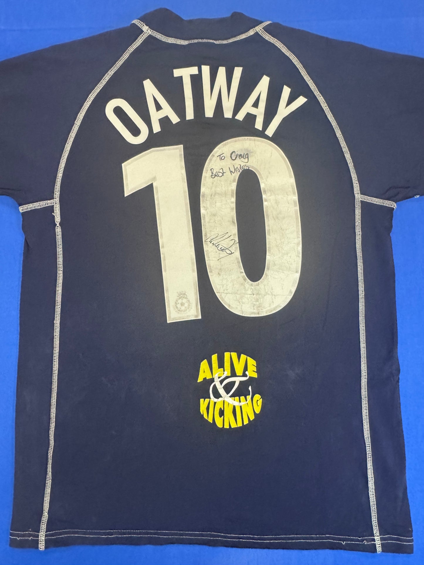 Brighton & Hove Albion Match Worn Shirt – Charlie Oatway – Stoke City v Brighton & Hove Albion – 5 March 2005 – Palookaville Sponsor – Alive & Kicking Charity Edition