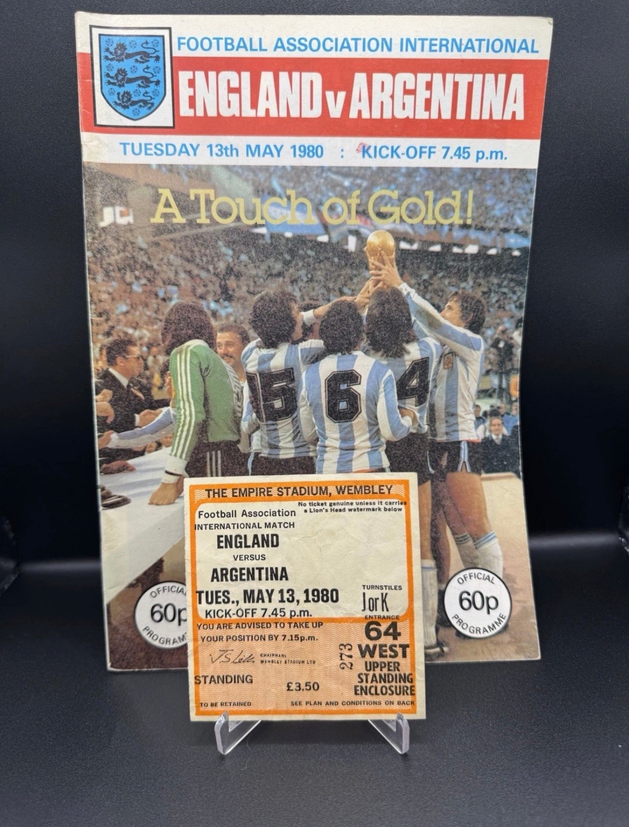 England V Argentina 1980 Programme & Ticket Maradona 1st Game V England