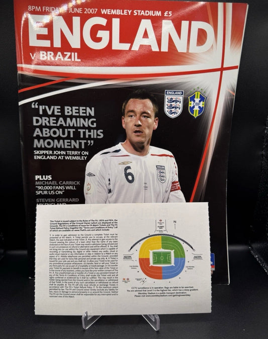 England V Brazil June 1st 2007 1st Game At New Wembley Ticket And Programme