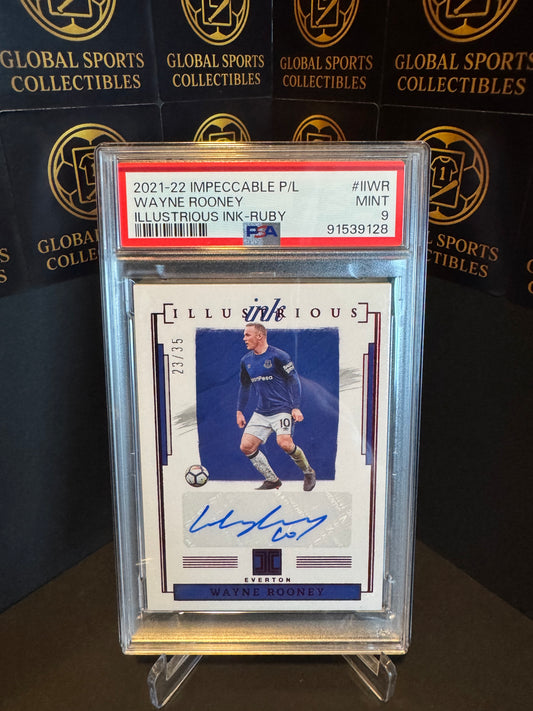 2021-22 Wayne Rooney Everton Impeccable auto /35 PSA 9