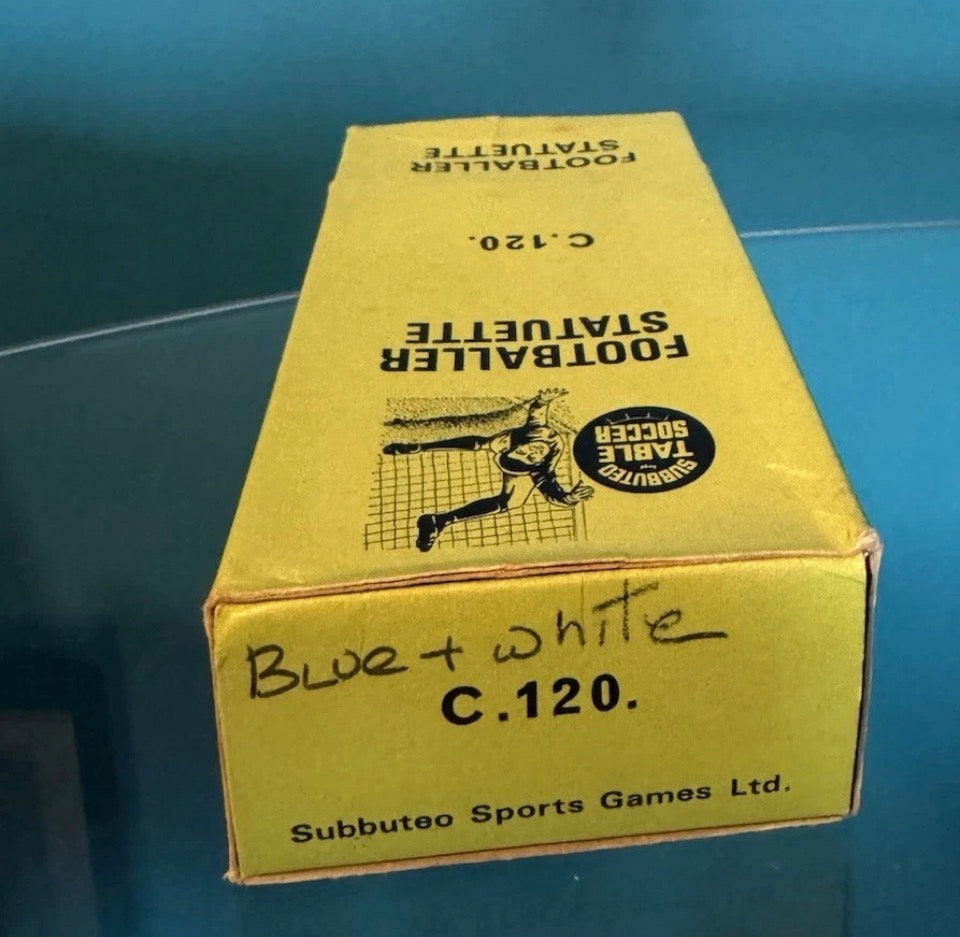 Subbuteo Vintage Footballer Statuette C.120. Boxed Tottenham Hotspurs
