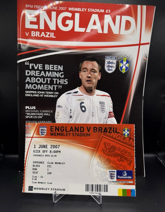 England V Brazil June 1st 2007 1st Game At New Wembley Ticket And Programme