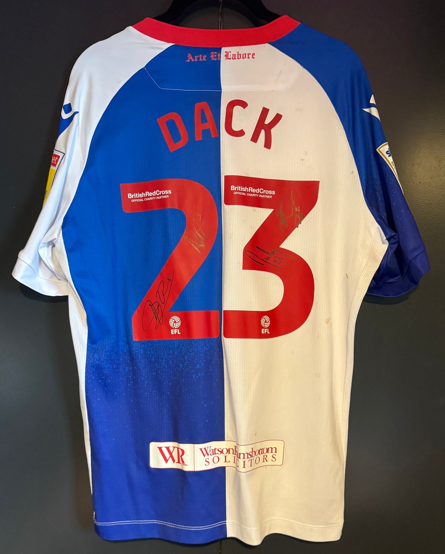 Bradley Dack Blackburn Rovers Player Worn shirt v Watford signed by four players